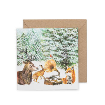 Snowy Woodland Animals Christmas Card, 2 of 3