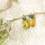 Yellow Circle Oblong Jewel Dangle Earrings, thumbnail 2 of 5