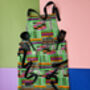 African Print Apron | Green Kente Kofi Print, thumbnail 1 of 5