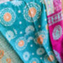 Mini Kantha Quilt Vintage Sari Throw Blankets, Handmade, thumbnail 5 of 12
