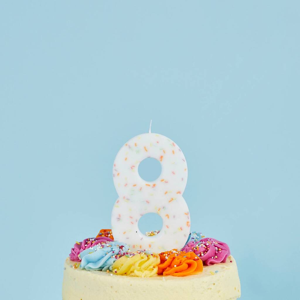 Giant Rainbow Sprinkle Candle Number Eight, 1 of 2
