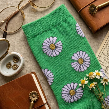 Shasta Daisy Socks Gift Box Set Ree Korean Cotton Blend, 7 of 10