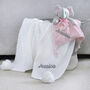Personalised Pink Ellie Comforter Cable Blanket White, thumbnail 6 of 11