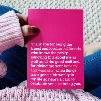 Honesty And Wise Chat : Thank You Card For Close Friend, 2 of 3