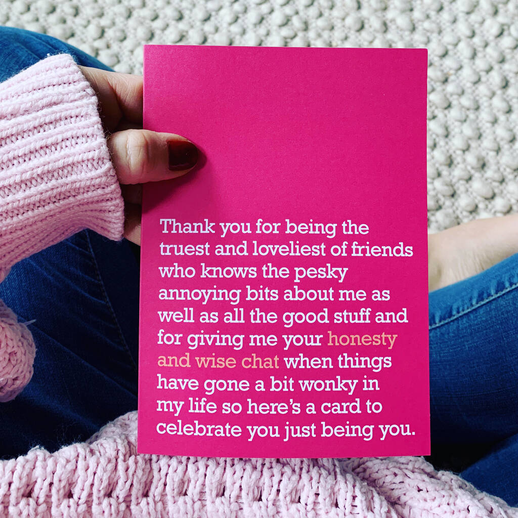 Honesty And Wise Chat : Thank You Card For Close Friend, 1 of 3