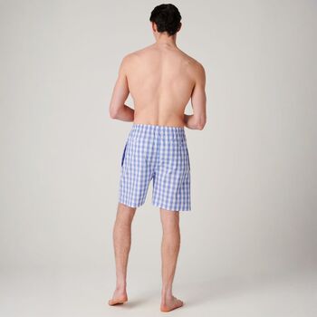 Men's 'Schoolhouse Blue' Crisp Cotton Pyjama Shorts, 3 of 3