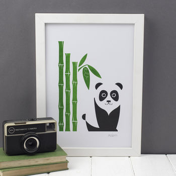 Panda And Bamboo Wall Art Riso Print, 3 of 3