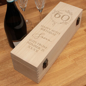 Engraved Floral Frame 60th Birthday Hinged Bottle Box, 2 of 3
