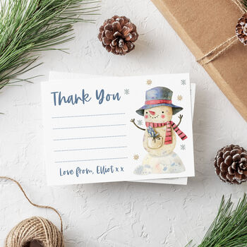 Pack Of Snowman Christmas Thank You Note Cards, 2 of 2