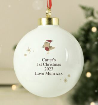 Personalised Initial Little Robin Bauble, 3 of 6