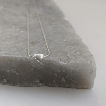 Tiny Sterling Silver Heart Necklace, 4 of 9