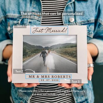 Personalised Just Married Photo Frame Wedding Gift, 5 of 9