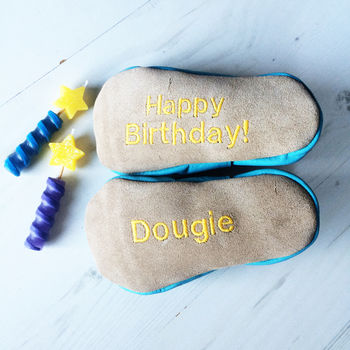 Personalised Leather Bear Baby Shoes, 5 of 6