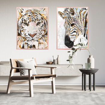 Set Of Two Modern Zebra Tiger Wall Art Prints, 3 of 7