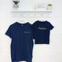 Personalised Mum And Child Matching T Shirt Set Navy, thumbnail 5 of 6
