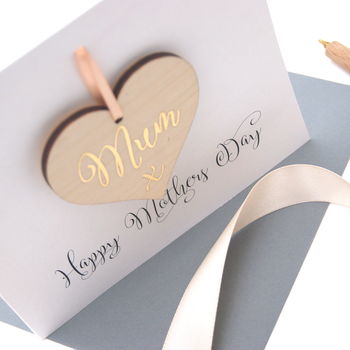 Mothers Day Personalised Wooden Heart Card, 8 of 9