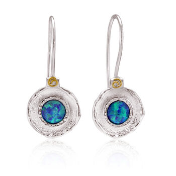 Handmade Blue Fire Opal Drop Earrings, 5 of 7