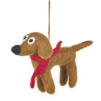 Handmade Felt Jasper The Dog Hanging Decoration, 2 of 3