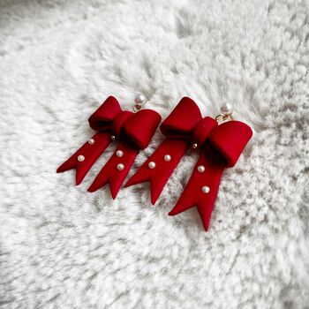 Statement Bow And Pearl Earrings, 3 of 5