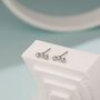 Sterling Silver Tiny White Opal Trio Stud Earrings, thumbnail 4 of 12