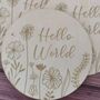Baby Announcement Plaque Hello World Sign Flowers, thumbnail 3 of 3