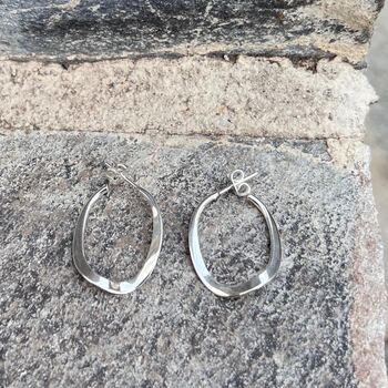 Hoop Earrings Medium Wavy Sterling Silver, 3 of 4