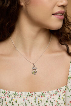 Silver Pendant With Peridot, Citrine And Pearl, 2 of 5