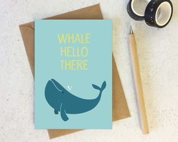 Whale Hello There Whale Pun Enamel Pin, 4 of 6