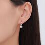 Sterling Silver June Birthstone Alexandrite Crystal Drop Hoop Earrings, thumbnail 3 of 11