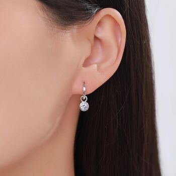 Sterling Silver June Birthstone Alexandrite Crystal Drop Hoop Earrings, 3 of 11