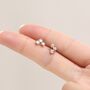 Sterling Silver Tiny Star Aurora Ab Cz Trio Stud Earrings, thumbnail 2 of 12