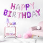 Pink And Purple Happy Birthday Balloon Banner, thumbnail 1 of 2