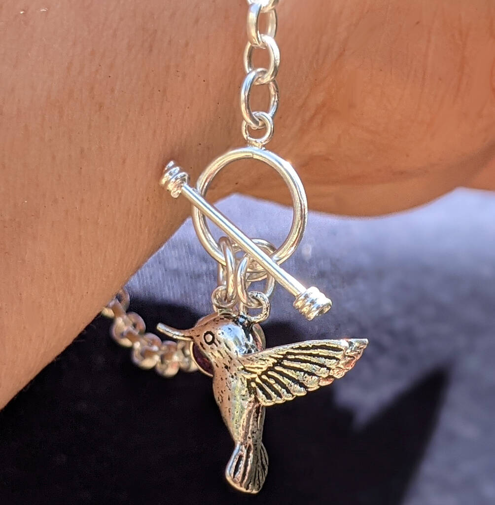Sterling Silver Antique Hummingbird Bracelet By Ruby Moon