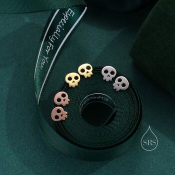 Cute Skull Stud Earrings In Sterling Silver, 2 of 10