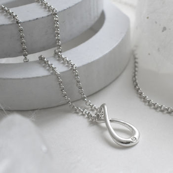 Sterling Silver And Diamond Eternal Love Necklace, 4 of 7