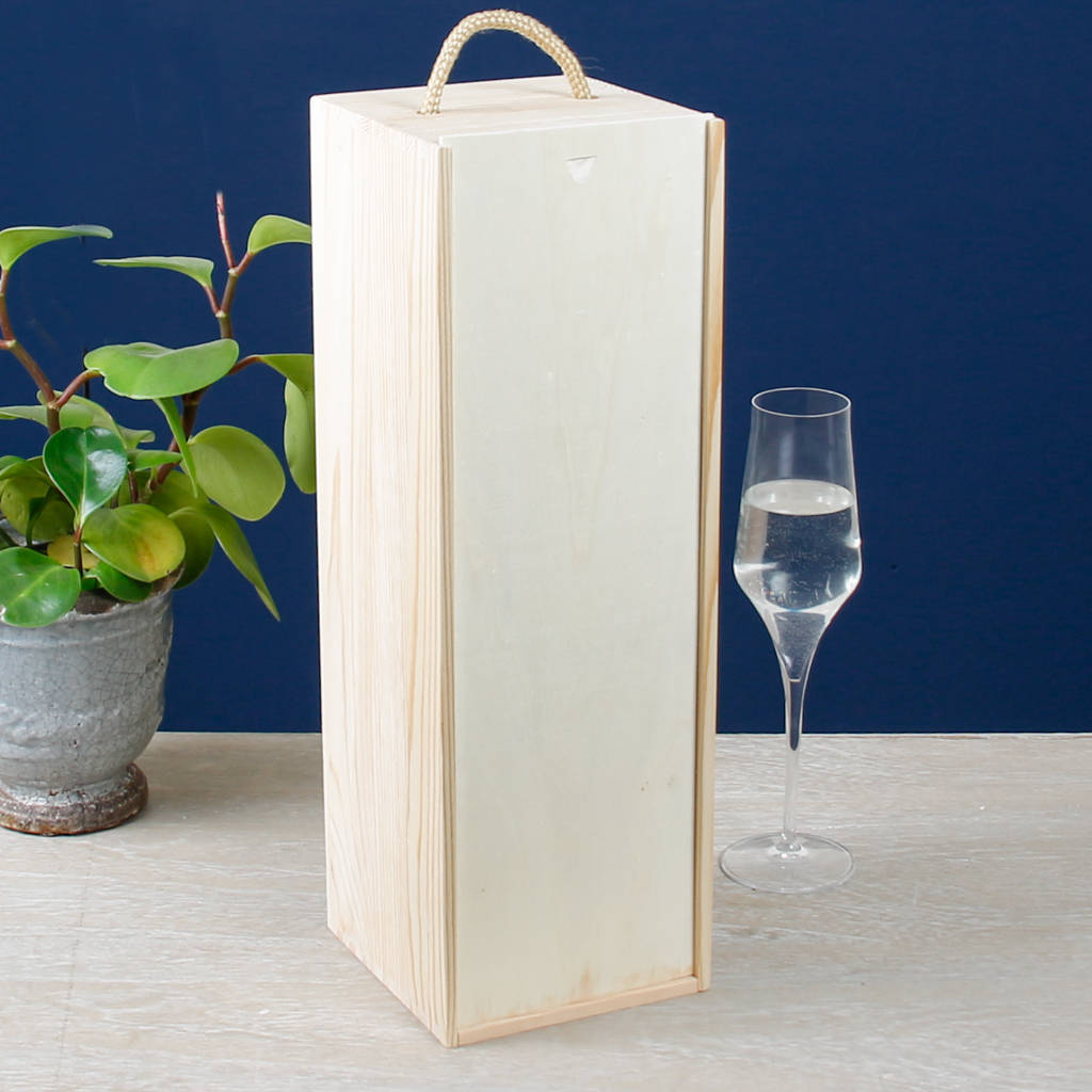 Personalised Natural Wood Magnum Wine Box With Lid By Dibor