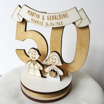 Personalised 50th Wedding Anniversary Cake Topper, 3 of 4