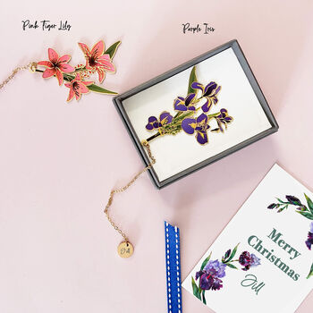 February Iris Flower Enamel Bookmark, 2 of 7