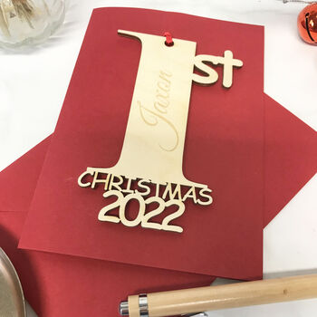 Card And Decoration Personalised 1st Christmas 2022, 9 of 10