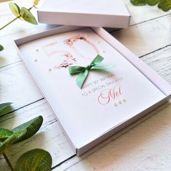 Personalised 50th Birthday Card In Pink, 2 of 11