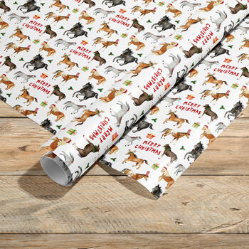 Christmas Horse Gift Wrapping Paper Roll Or Folded, 2 of 3