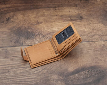 Personalised Men's Leather Wallet Trifold Gift Brown, 6 of 10