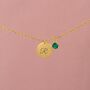 Gold Plated Script Initial Birthstone Charm Necklace, thumbnail 3 of 7