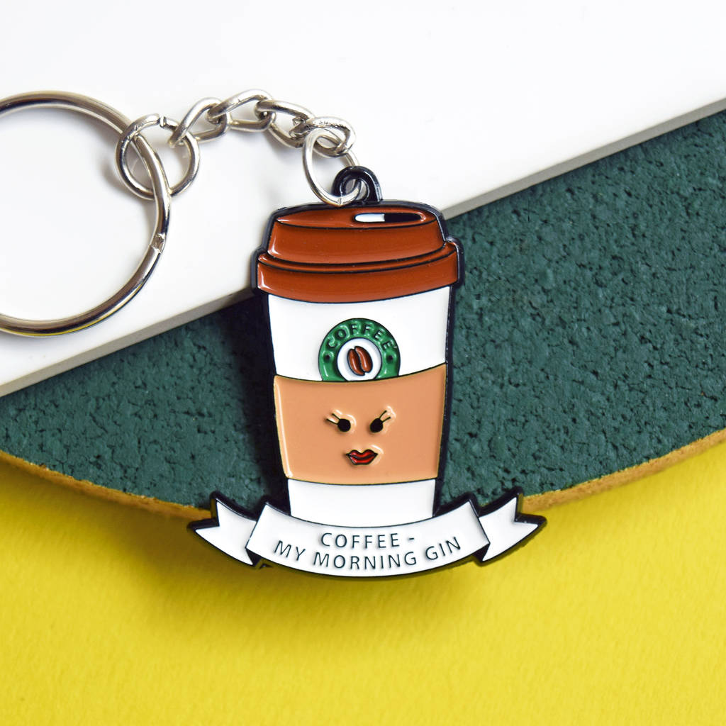 Image of Funny Coffee And Gin Keyring