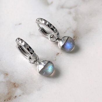 The Orb Moonstone June Birthstone Earrings, Silver, 4 of 6