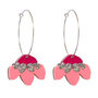 Cecilia Flower Hoop Earrings In Pink, thumbnail 3 of 5