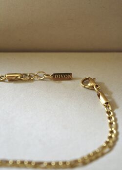 Figaro 3mm Chain Bracelet 18 K Gold Plated Adjustable Gift, 3 of 5