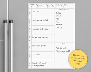 Weekly Meal Planner Aluminium Whiteboard, 6 of 6