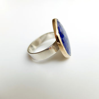 Lapis Lazuli Gemstone Ring Set In 9ct Gold And Silver, 4 of 5