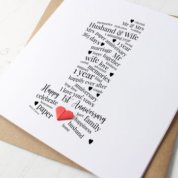 1st Paper Wedding Anniversary Card For Couple, 2 of 4